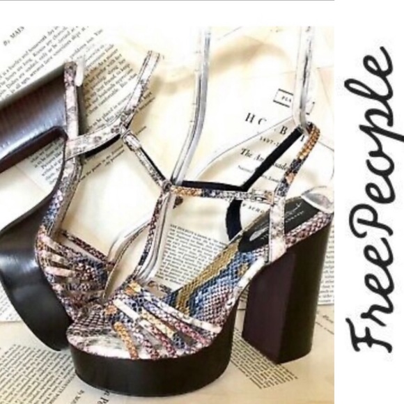 Free People Jeffrey Campbell snakeskin chunky heel - Picture 3 of 8